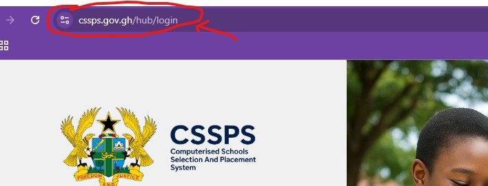 cssps website url for checking school placement in Ghana