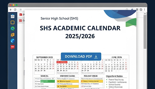 2025/2026 academic calendar for SHS PDF download