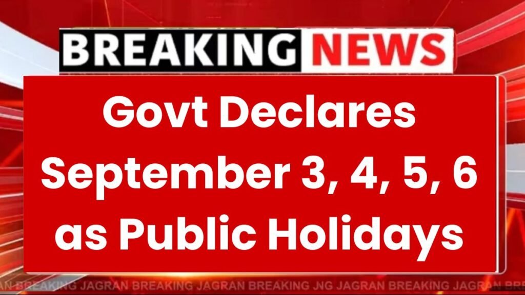 India Declares September 3, 4, 5, 6 as Public Holidays For Schools, Colleges